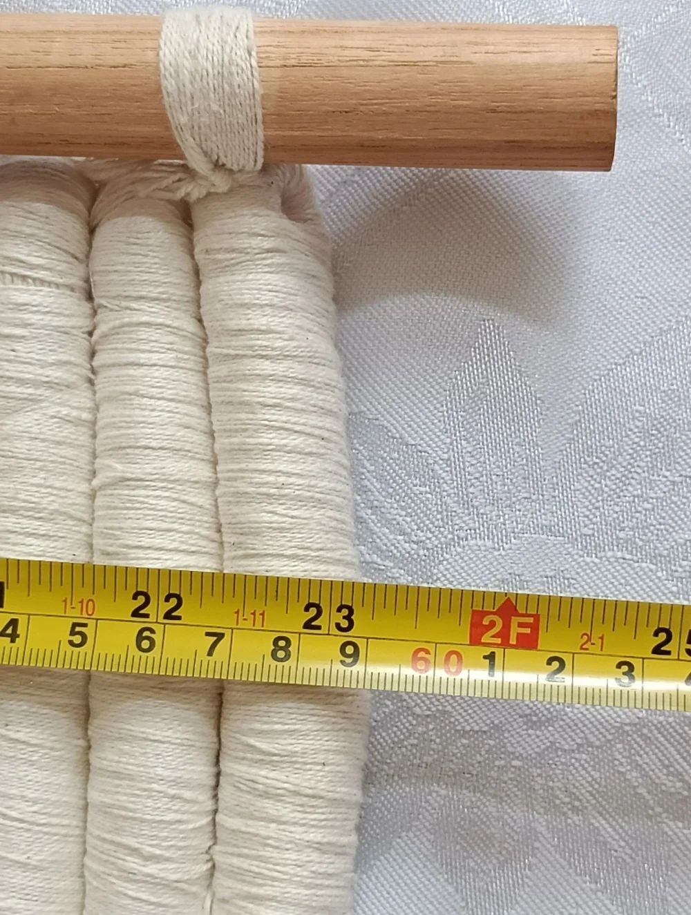 NEW Macrame Hanging Wall Decor Artwork Cotton Ivory Rusted Orange 24